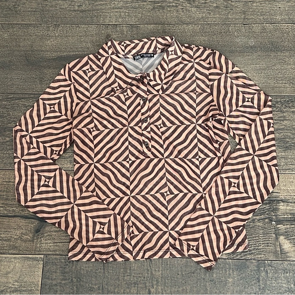 Women’s‎ Zara Brown Patterned Shirt medium